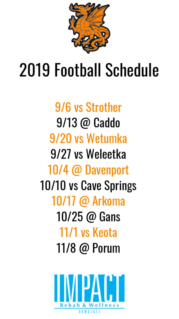 Dewar Dragons 2019 football schedule with white background