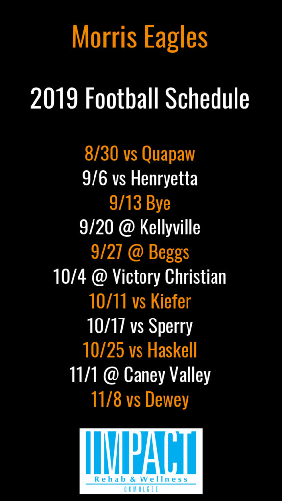 Morris Eagles 2019 football schedule with black background