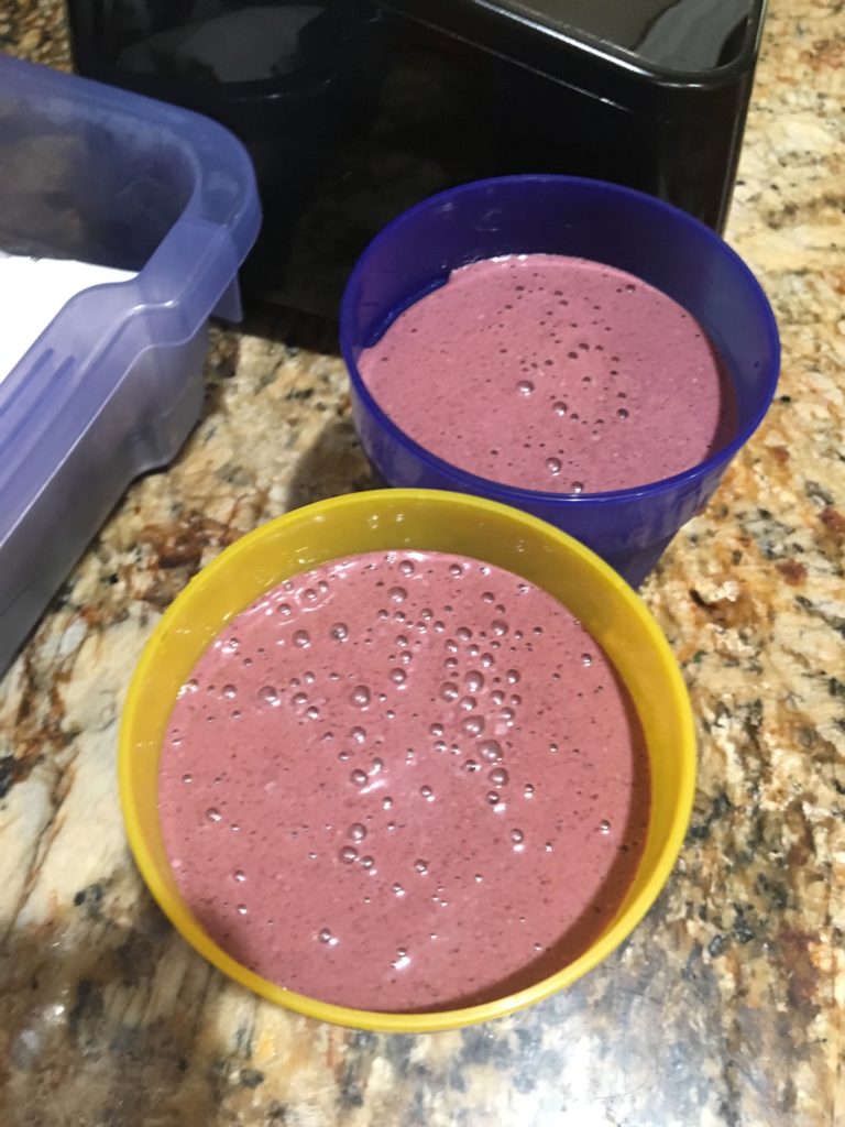 Breakfast smoothies, once they're ready to drink.
