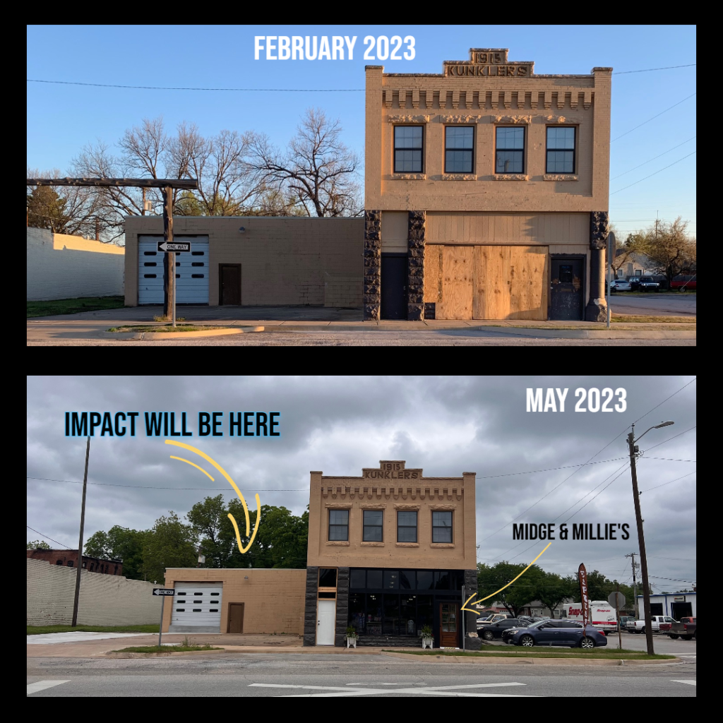 Before and after image of the Kunklers building where Impact will be moving in the near future.